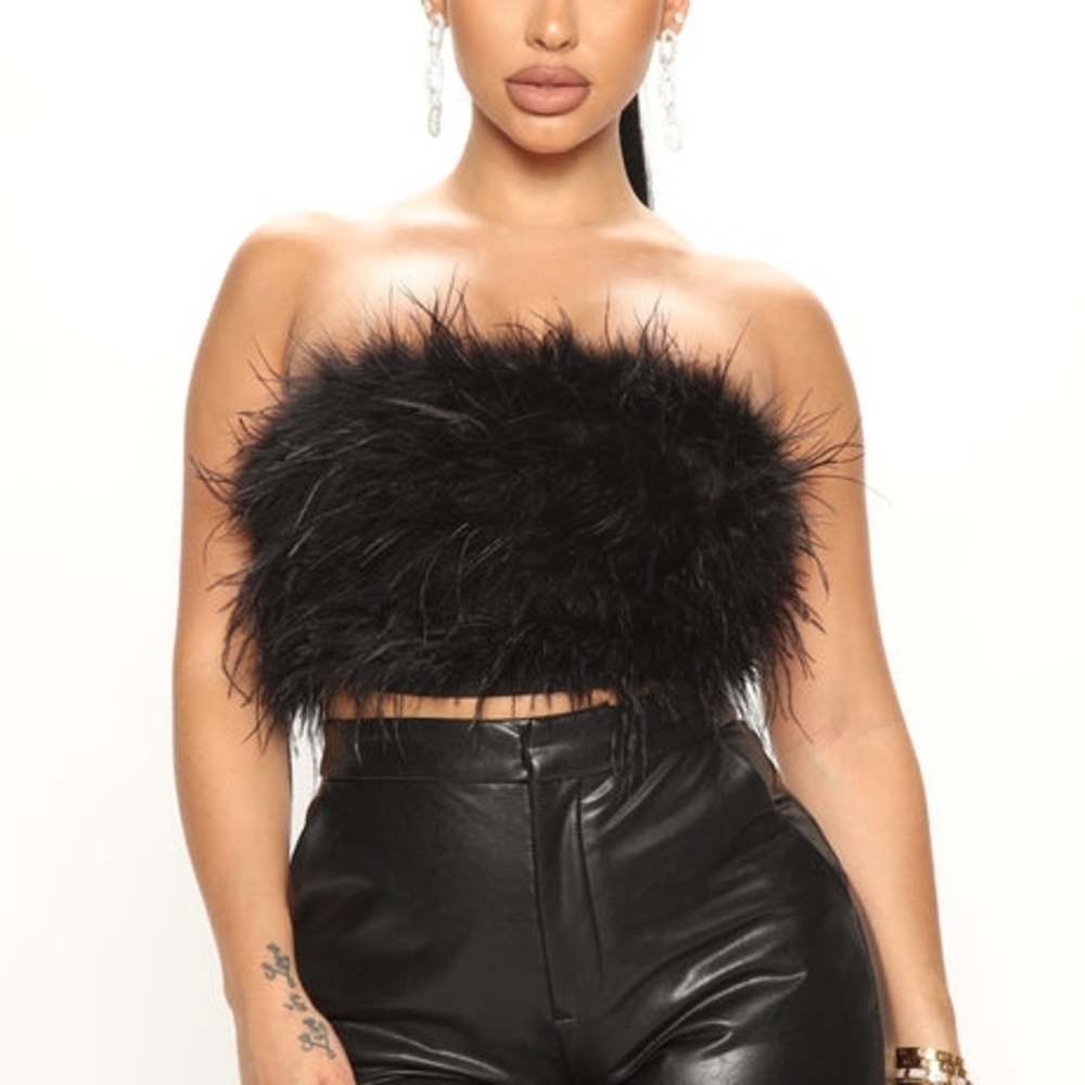 Statement Moment Black Feather Tube Top - FASHION NOVA